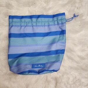 Vera Bradley Lighten Up Blue Green Striped Ditty bag Travel Wet Laundry Bag